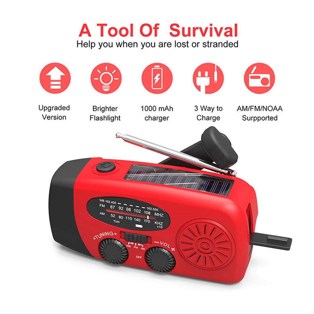 AllInOne Emergency Radio With Solar Crank Charger NOAA Weather Alerts Power Bank 2
