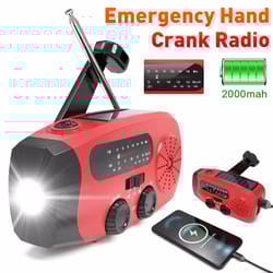 solar hand crank emergency weather radio with flashlight & power bank