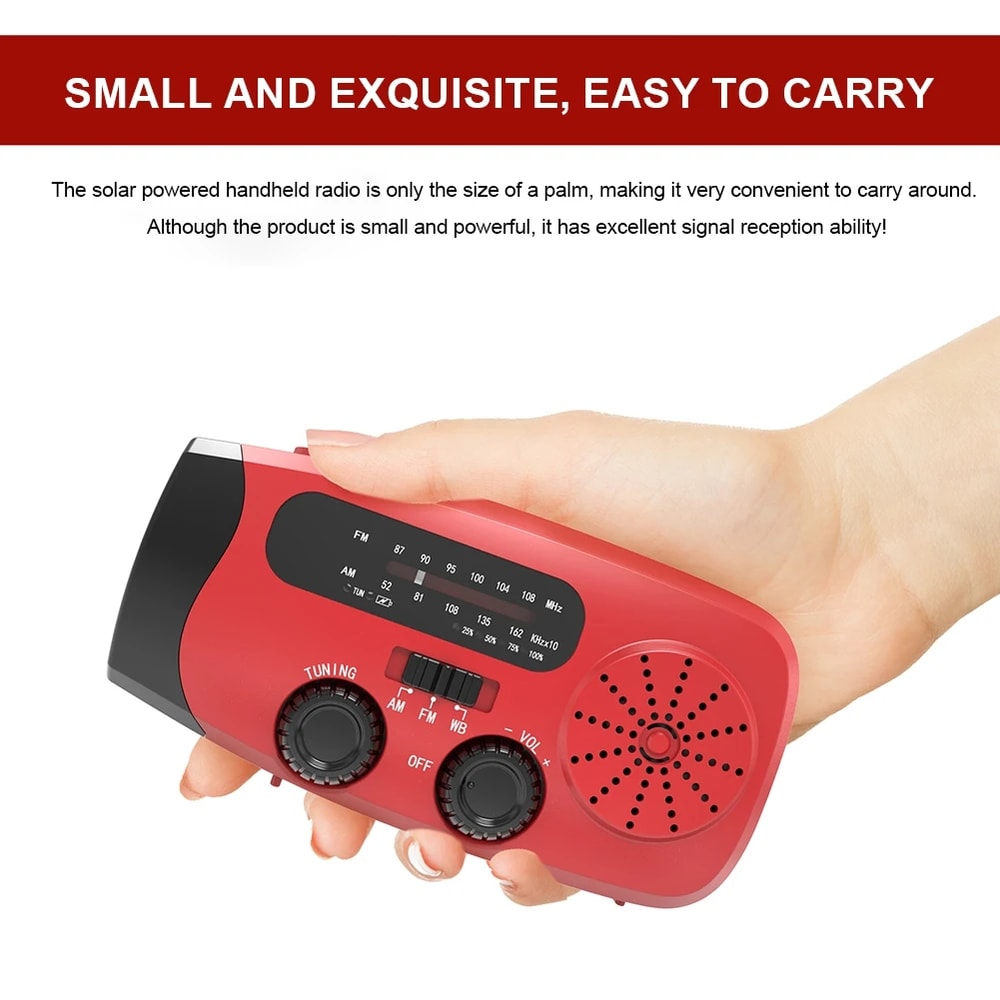 Solar Hand Crank Emergency Weather Radio With Flashlight Power Bank 1