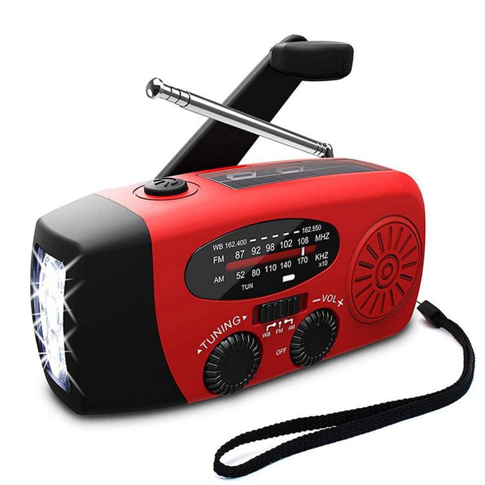 Solar Hand Crank Emergency Weather Radio With Flashlight Power Bank 5