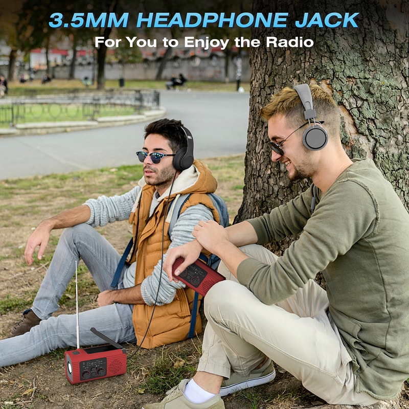 Solar Emergency Radio With Hand Crank LED Light Waterproof Portable Survival Radio 5