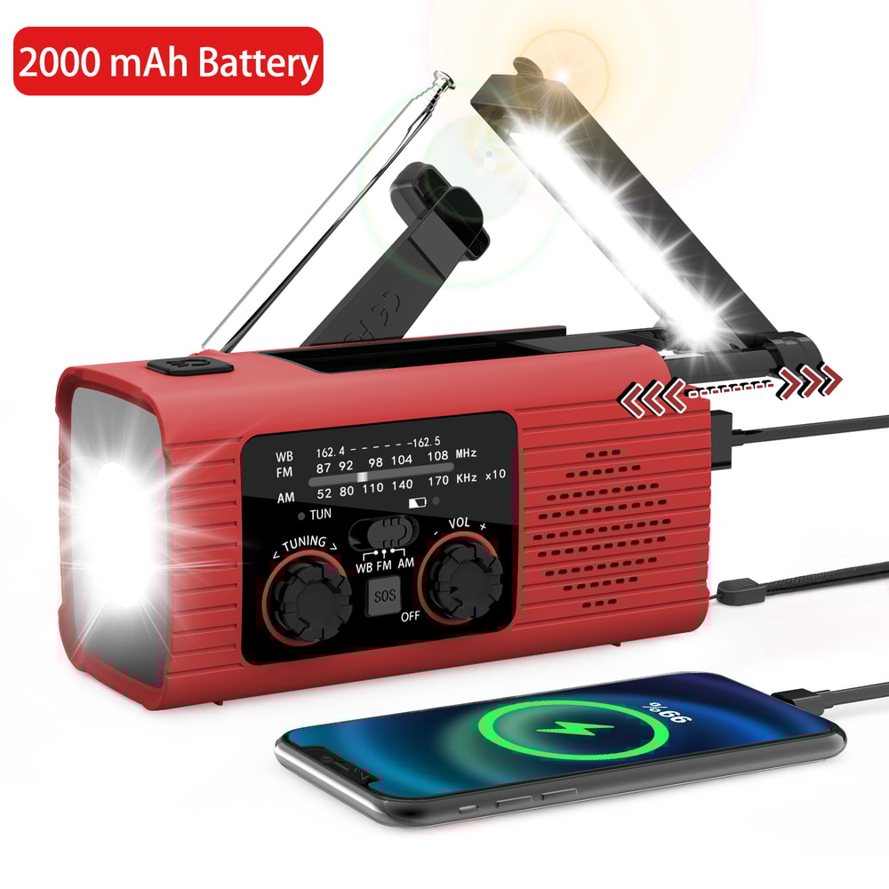 Solar Emergency Radio With Hand Crank LED Light Waterproof Portable Survival Radio 7