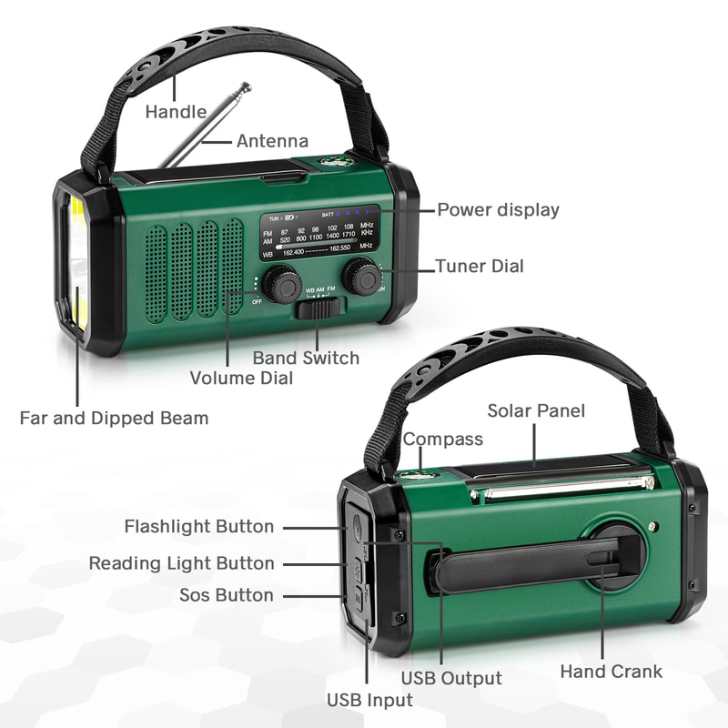 Emergency Radio With Solar Hand Crank NOAA Weather Alert Power Bank 4