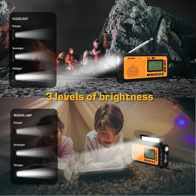 Survival Emergency Weather Radio With Hand Crank NOAA Alerts Bluetooth Phone Charger 2