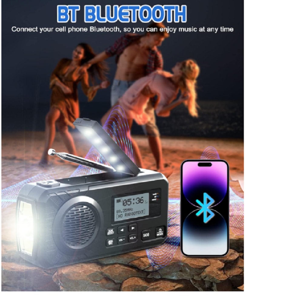 Emergency Solar Hand Crank Radio With Power Bank SOS Alarm LED Lamp For Outdoor Survival 1