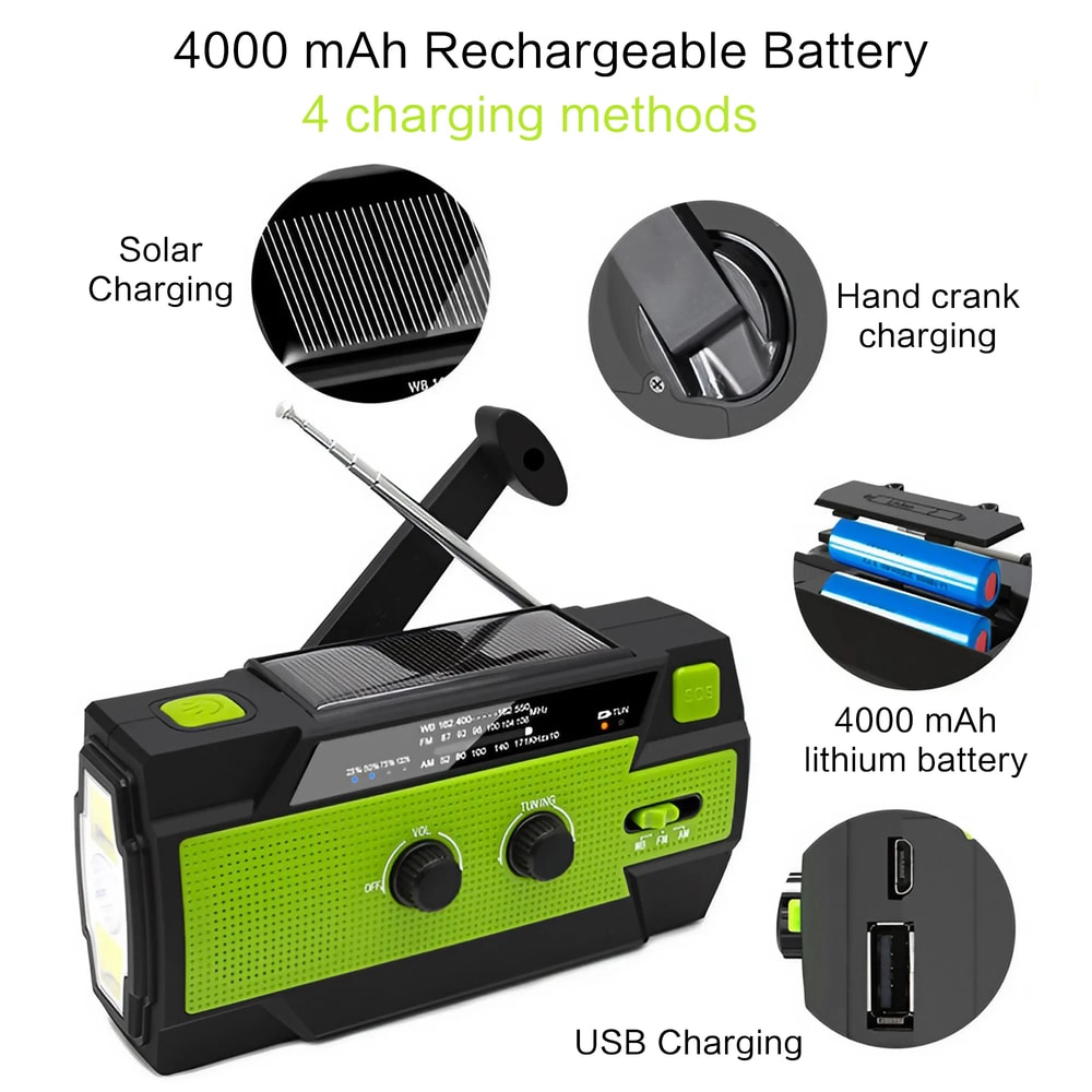 Solar Emergency Radio With Hand Crank USB Charger Flashlight For Survival And Outdoor Use 2