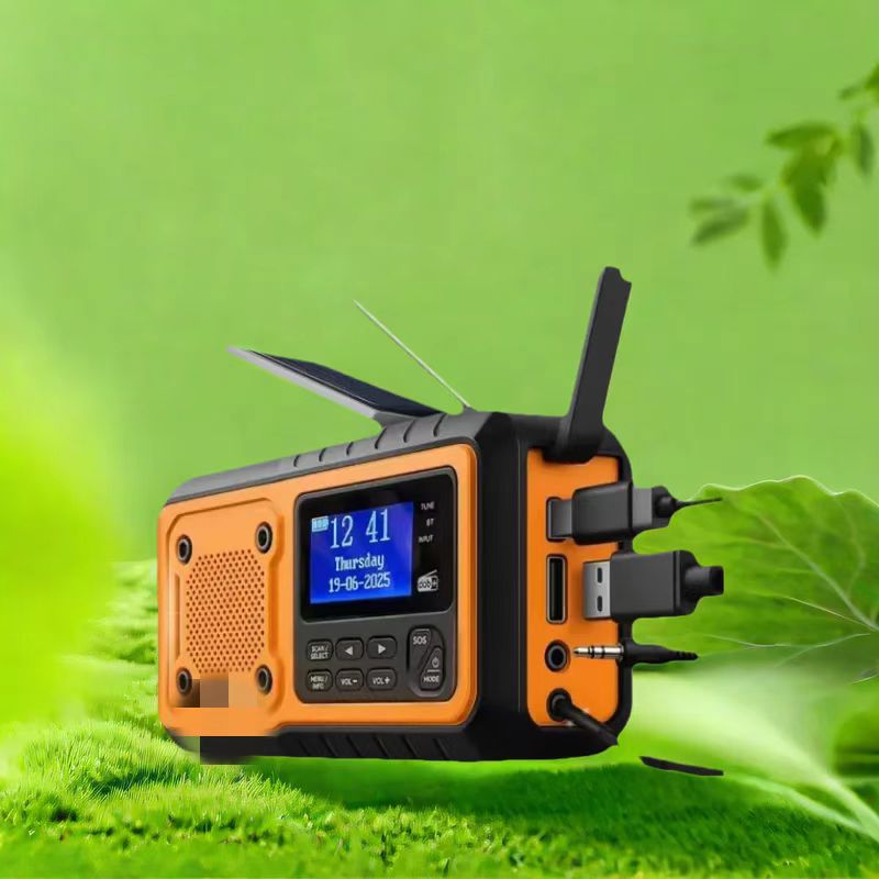 Solar Hand Crank Emergency Radio With Power Bank Bluetooth DAB FM Weather Alert 0