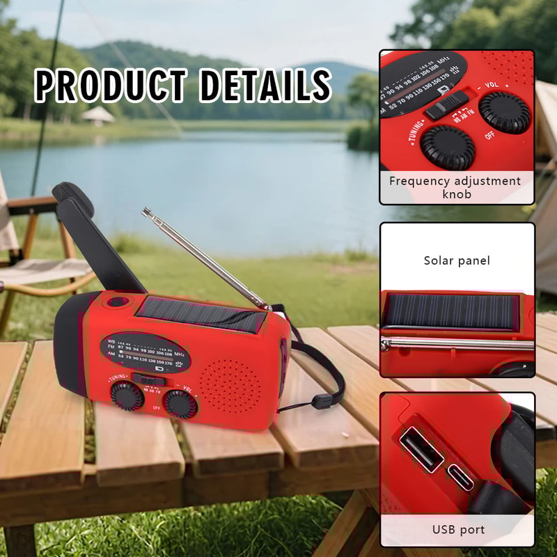 Emergency Solar Hand Crank Radio With NOAA Weather Alert Power Bank 1