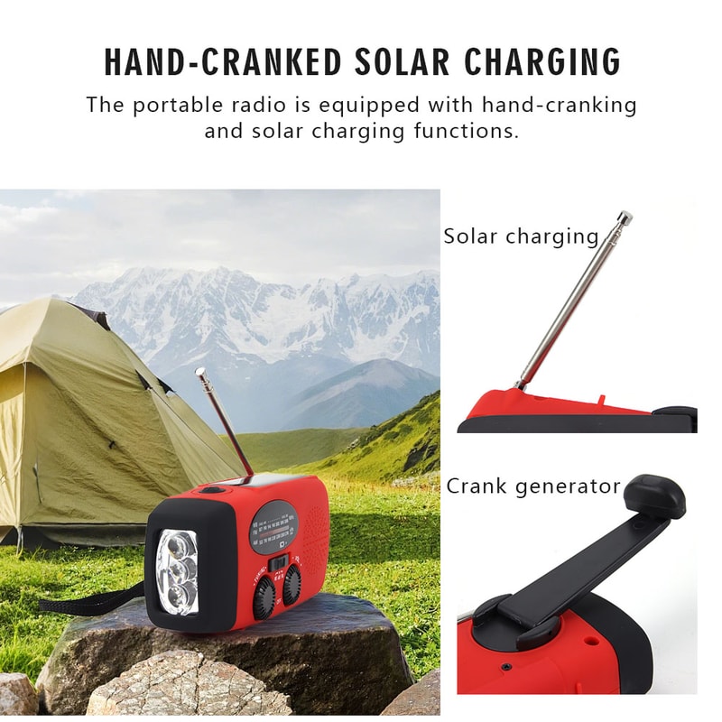 Emergency Solar Hand Crank Radio With NOAA Weather Alert Power Bank 2