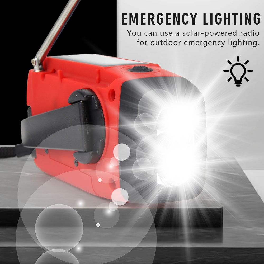Emergency Solar Hand Crank Radio With NOAA Weather Alert Power Bank 3