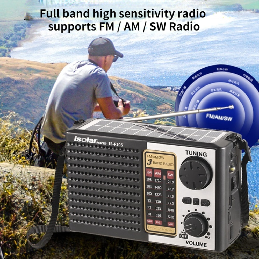 Solar Emergency Radio With Bluetooth Speaker LED Flashlight Portable Survival Radio 1