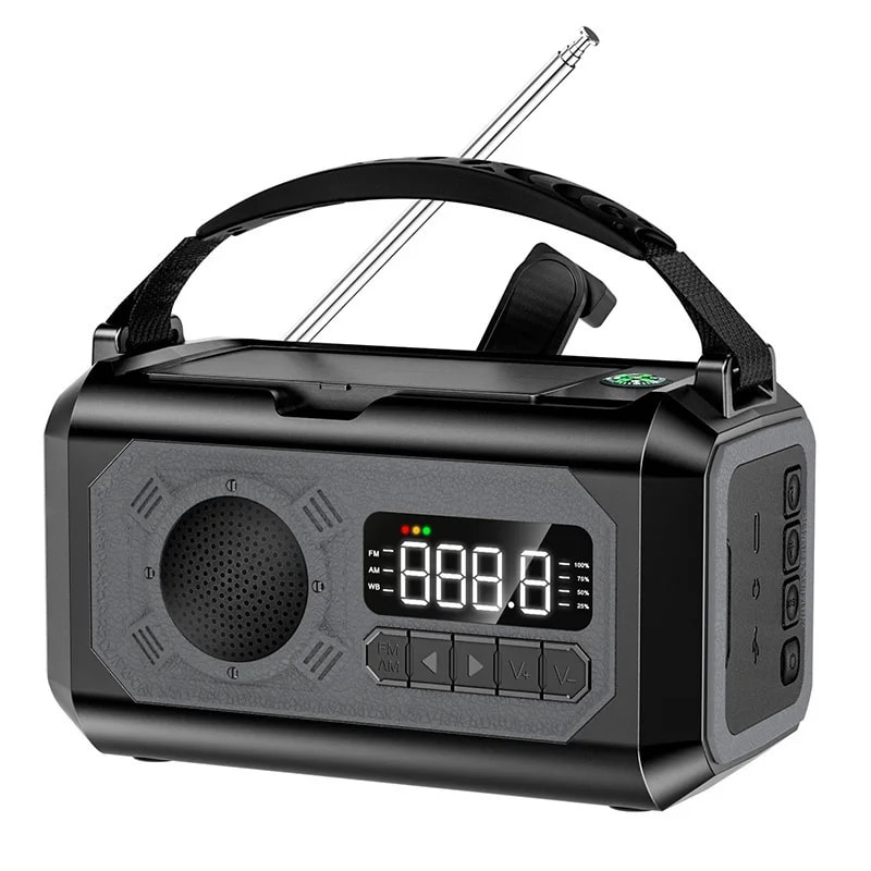 Solar Hand Crank Emergency Weather Radio With Dual Solar Panels And LED Reading Lamp 8