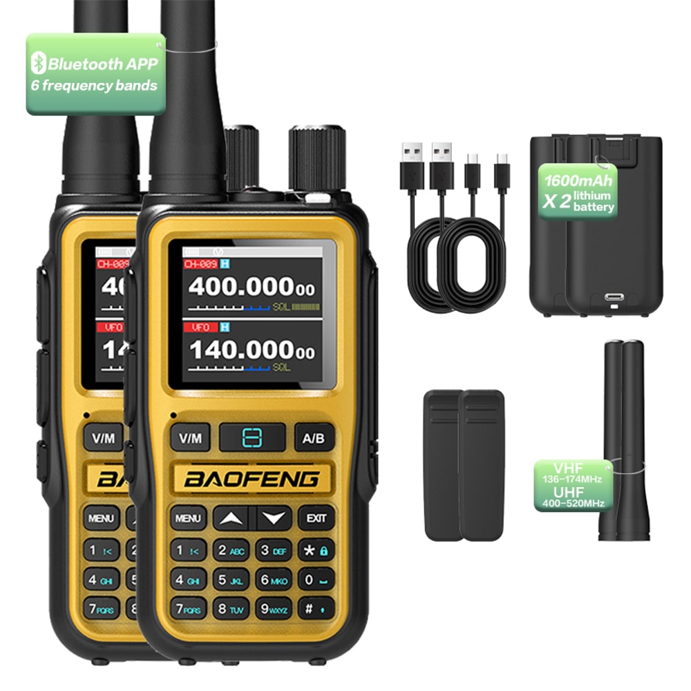 Long Range Walkie Talkie Set With Bluetooth App NOAA Weather 7