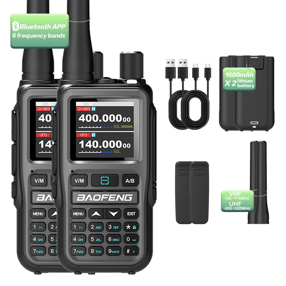 Long Range Walkie Talkie Set With Bluetooth App NOAA Weather 8