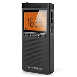 portable noaa weather radio with am fm reception lcd alarm clock for emergency and travel