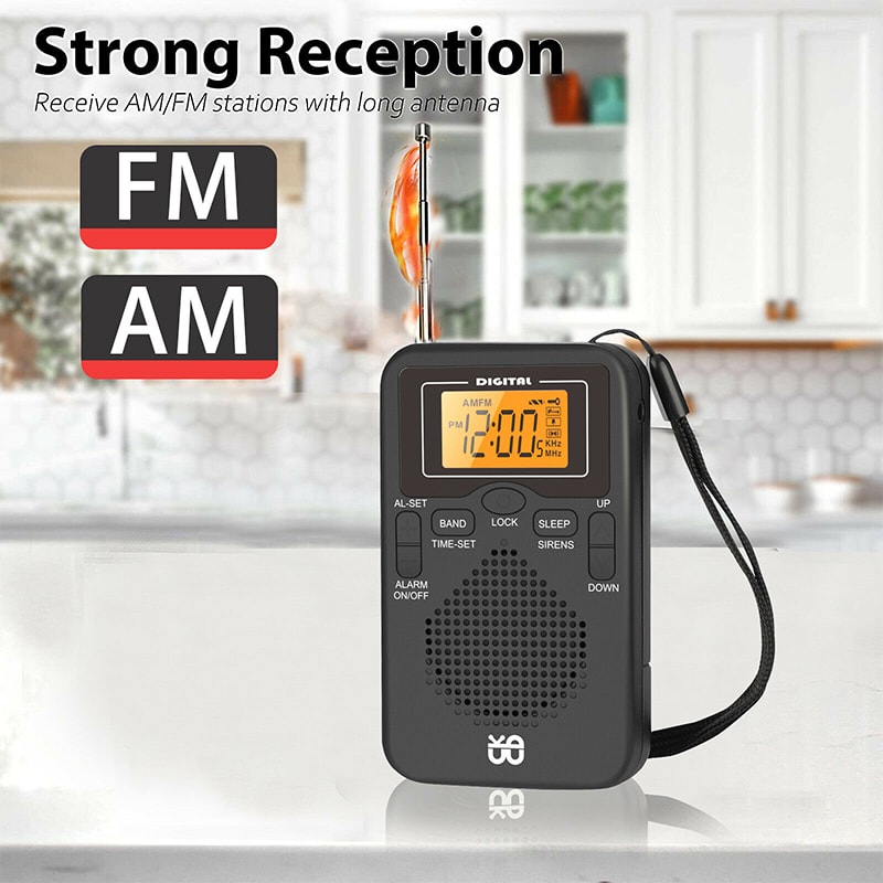 Portable AM FM Weather Radio Pocket Player With LCD Clock And Long Range Reception 1