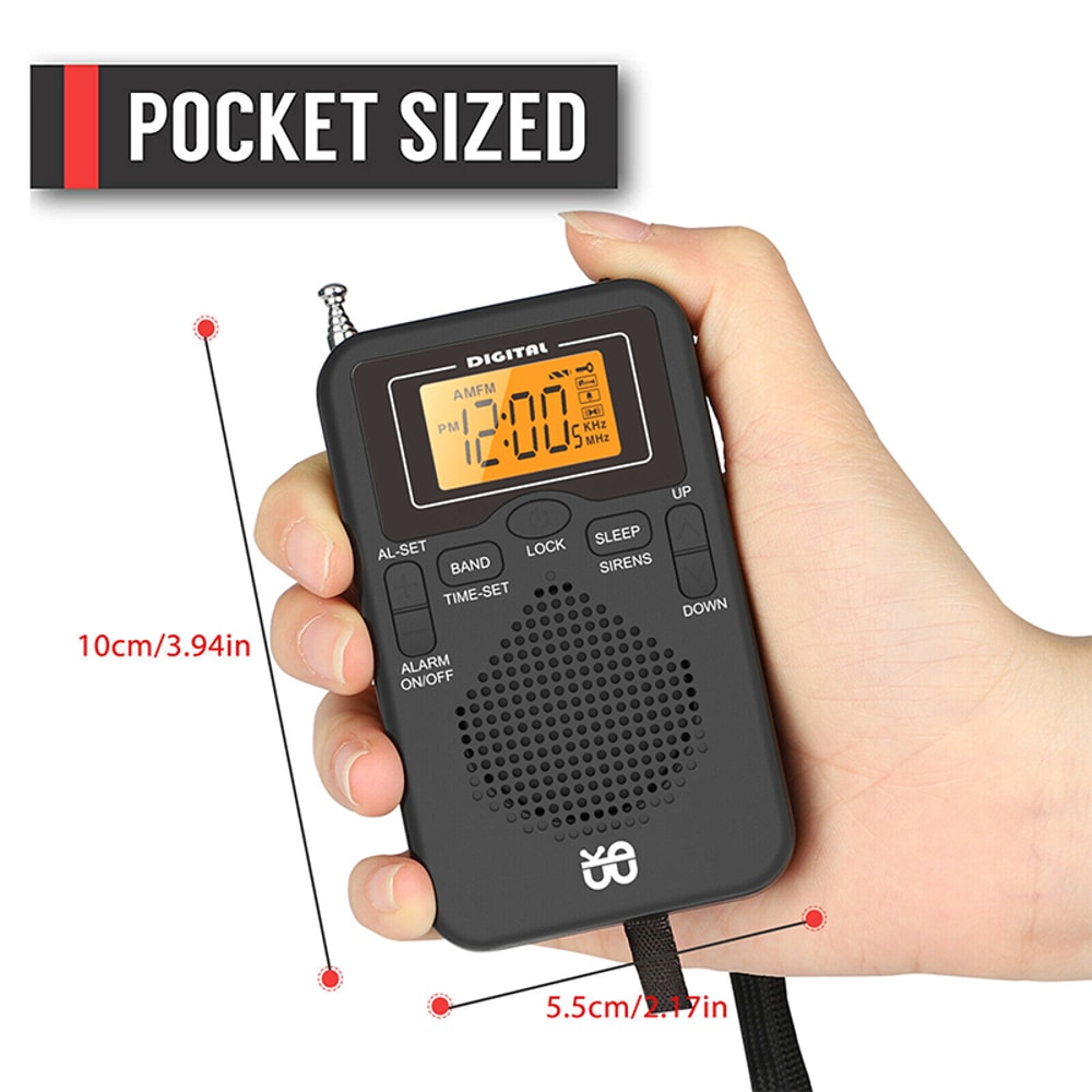 Portable AM FM Weather Radio Pocket Player With LCD Clock And Long Range Reception 4