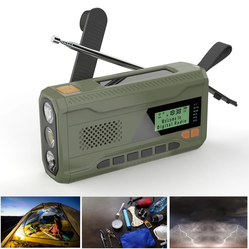 Emergency Solar Radio With Bluetooth Speaker Flashlight Hand Crank Charger For Camping Storm Safe 2