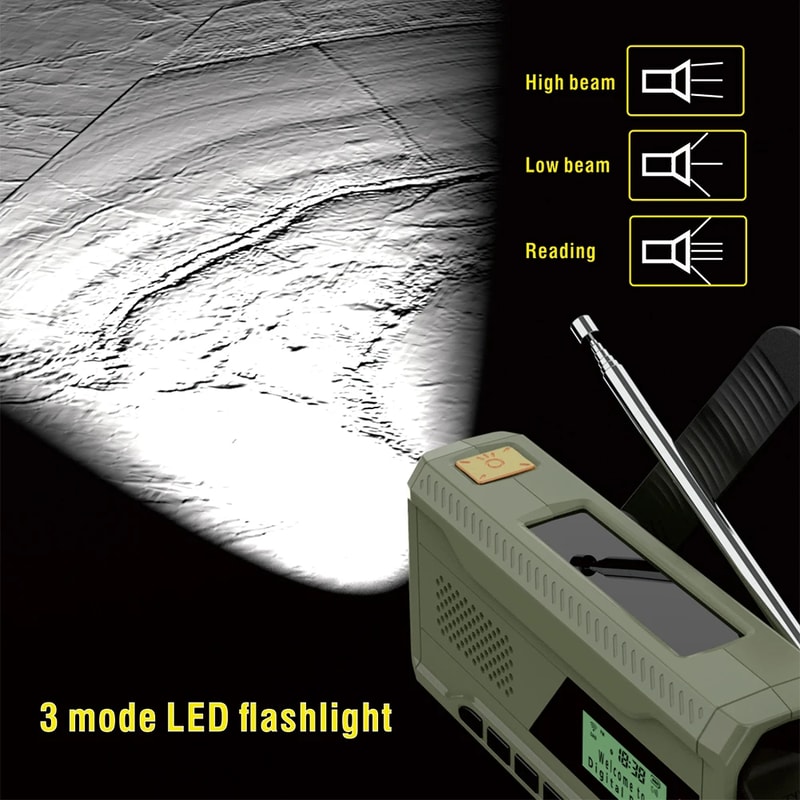 Emergency Solar Radio With Bluetooth Speaker Flashlight Hand Crank Charger For Camping Storm Safe 3