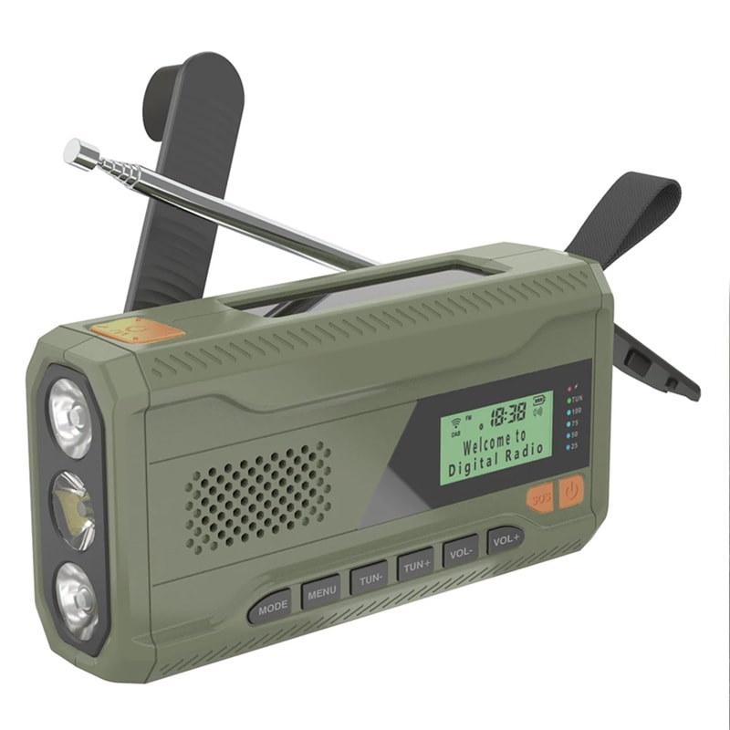 Emergency Solar Radio With Bluetooth Speaker Flashlight Hand Crank Charger For Camping Storm Safe 7