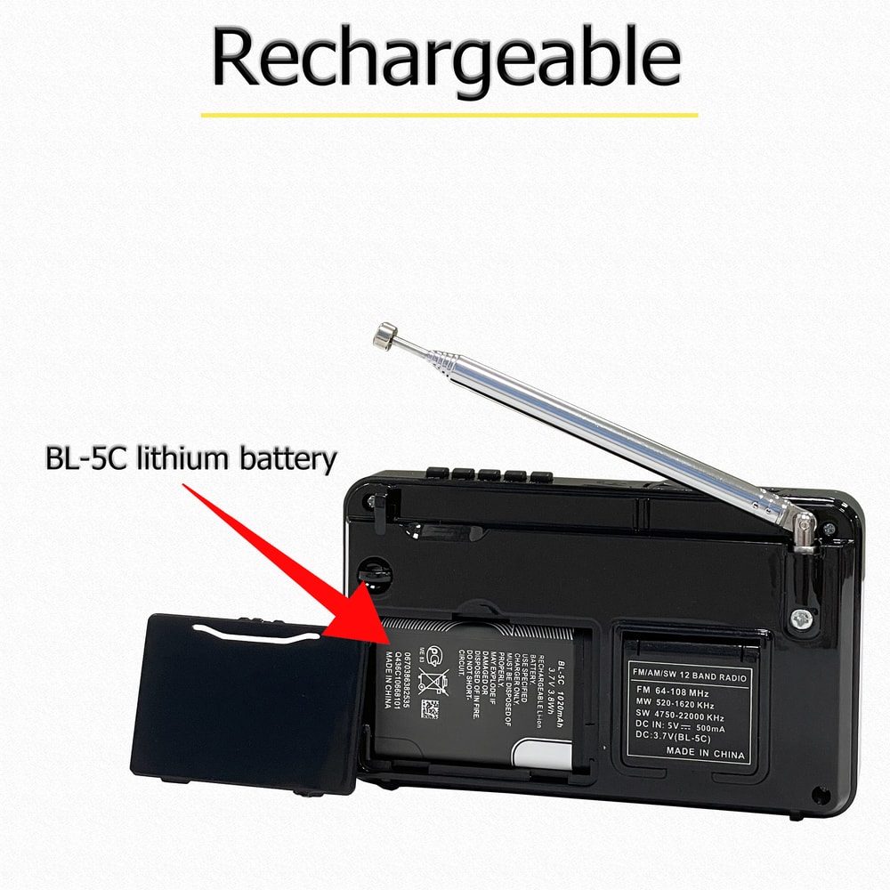 Bluetooth Portable Radio AM FM Shortwave MP3 Player With USB TF Card Support 2