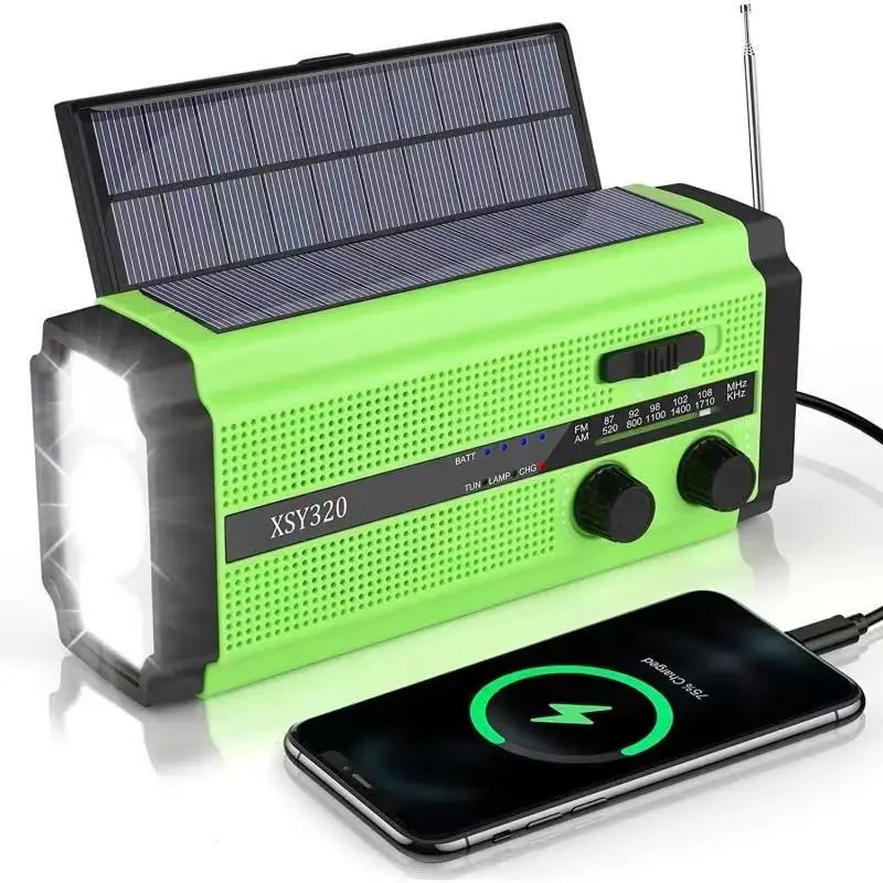 Solar Hand Crank Emergency Radio With NOAA Alerts Power Bank LED 8
