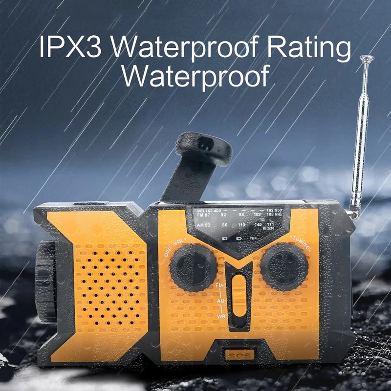 All-in-One Emergency Weather Radio with Hand Crank Solar Power & Phone Charger