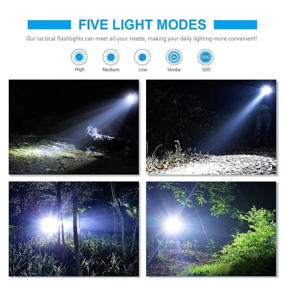 UltraBright Rechargeable Flashlight Portable LED Work Light For Outdoor Emergency Use 2