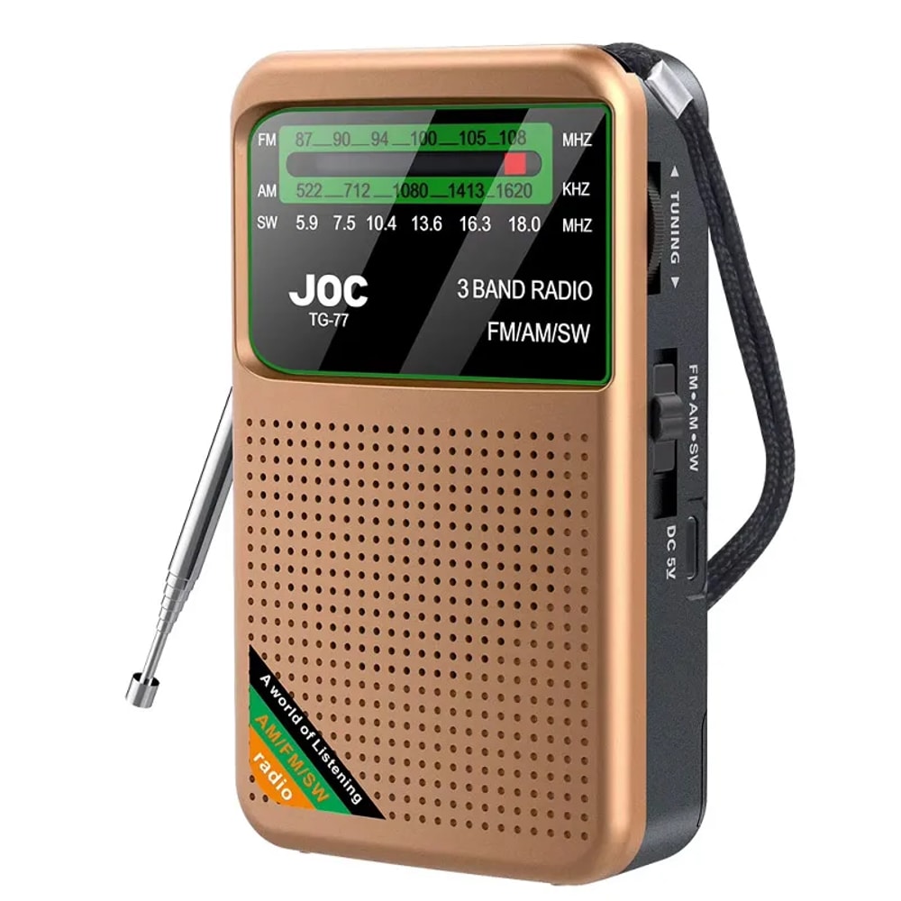 Portable AM FM Pocket Radio With Rechargeable Battery Compact Travel Receiver 5