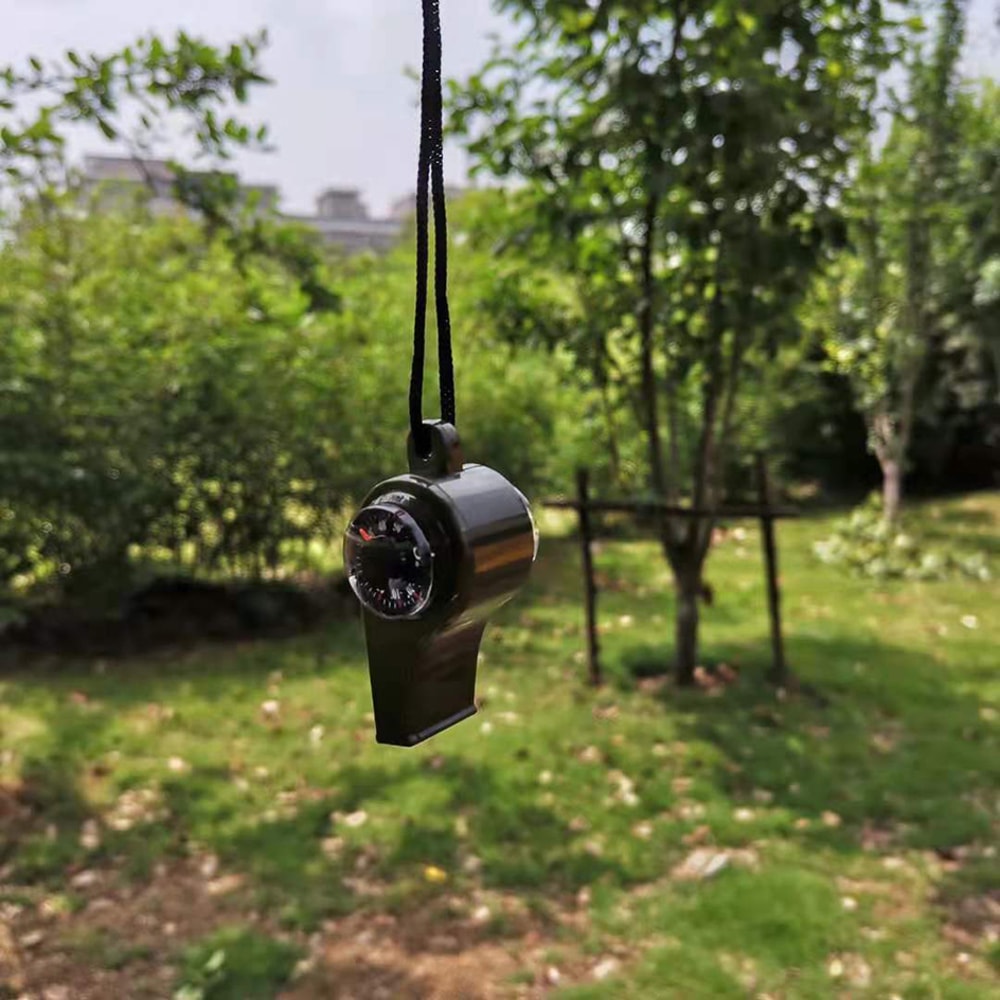 Emergency Survival Whistle With Compass Thermometer For Camping Hiking Safety Gear 1