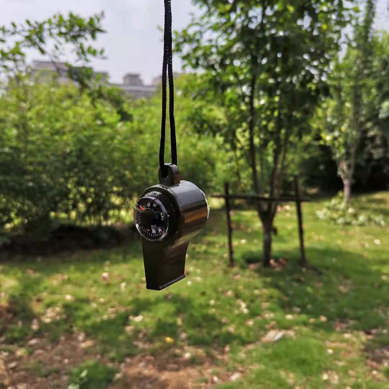 Emergency Survival Whistle With Compass Thermometer For Camping Hiking Safety Gear 1