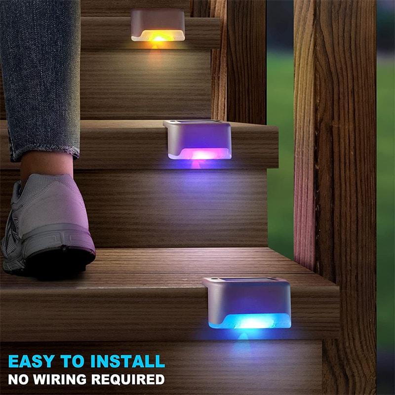 Solar Deck Lights Waterproof LED Step Lights for Outdoor Stairs Patio Garden