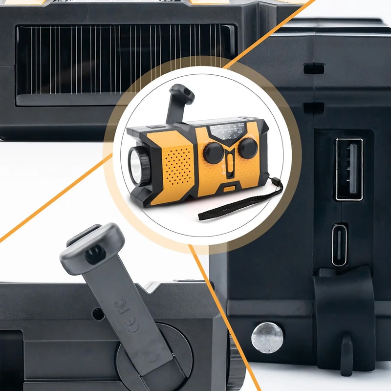 Emergency Weather Radio with Hand Crank Solar Power and Phone Charger