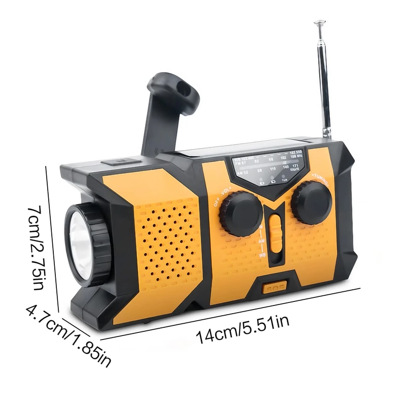 Emergency Weather Radio with Hand Crank Solar Power and Phone Charger