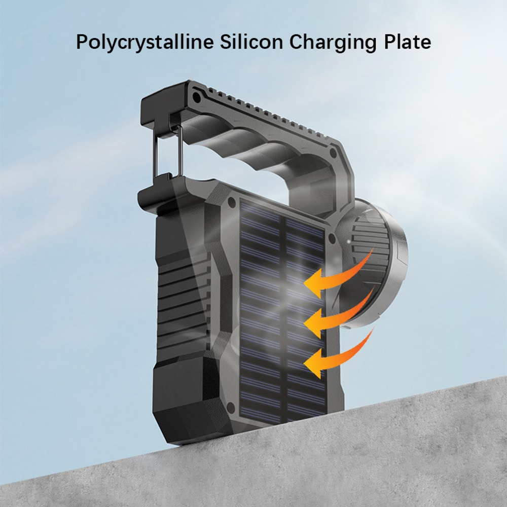Solar Rechargeable Flashlight With COB Work Light Portable LED Searchlight For Camping Emergencies 4