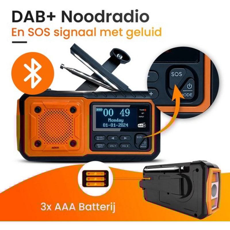 Solar Crank Emergency Radio With Power Bank Bluetooth Torch 0