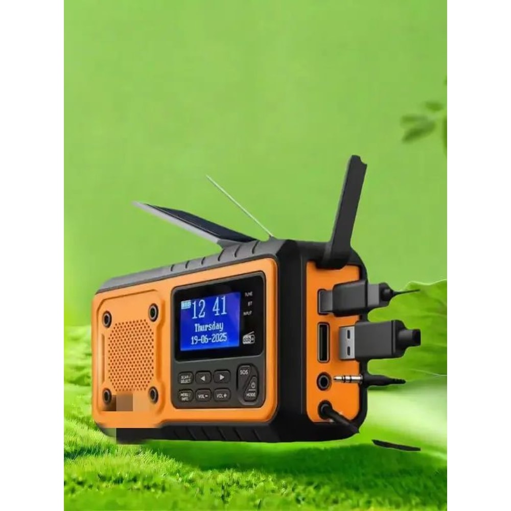 Solar Crank Emergency Radio With Power Bank Bluetooth Torch 4