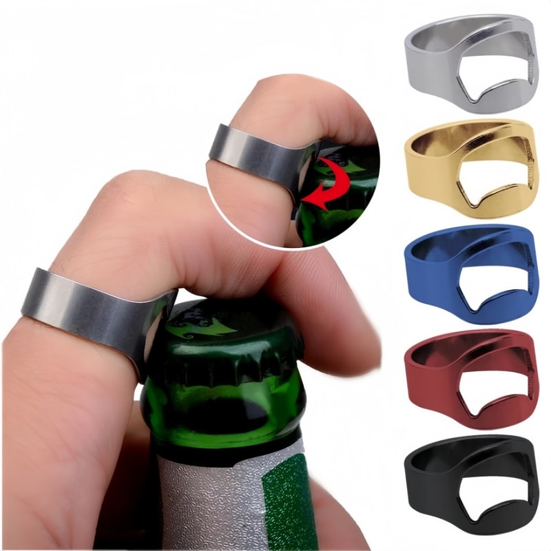 Stainless Steel Wearable Ring Bottle Opener Durable Finger Fit Beer Soda Tool 0