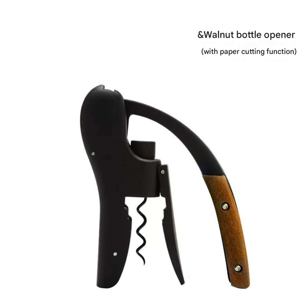 Premium Manual Wine Opener Corkscrew With Wooden Handle Foil Cutter 5