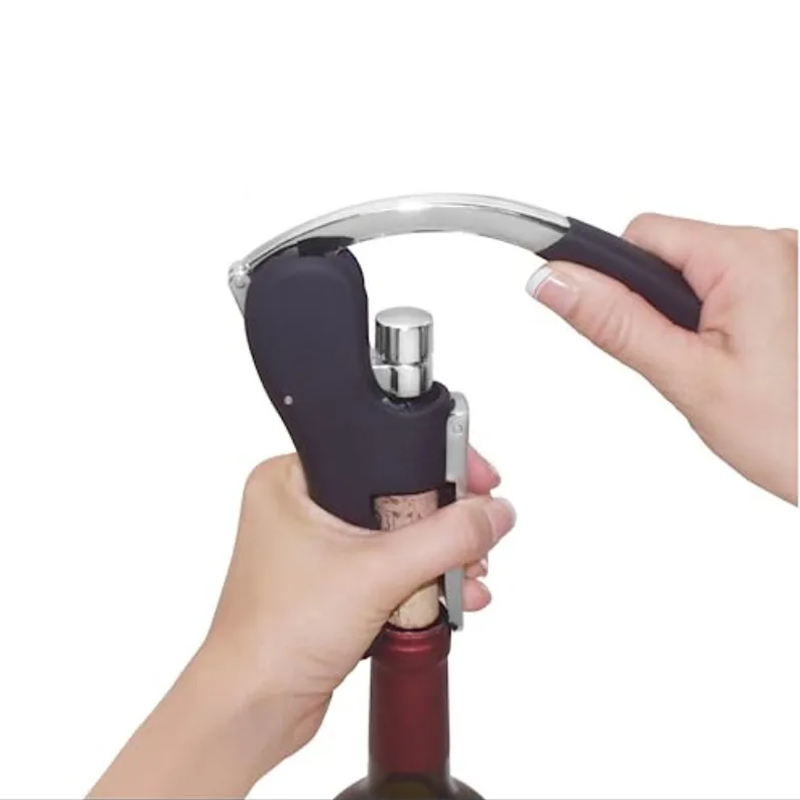 Premium Manual Wine Opener Corkscrew With Wooden Handle Foil Cutter 2