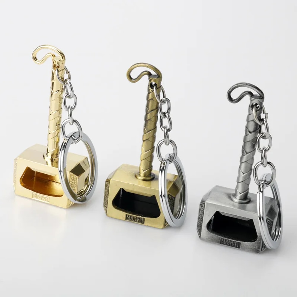 Thor Hammer Bottle Opener Keychain Metal Cosplay Key Holder Marvel Fan Gift 3