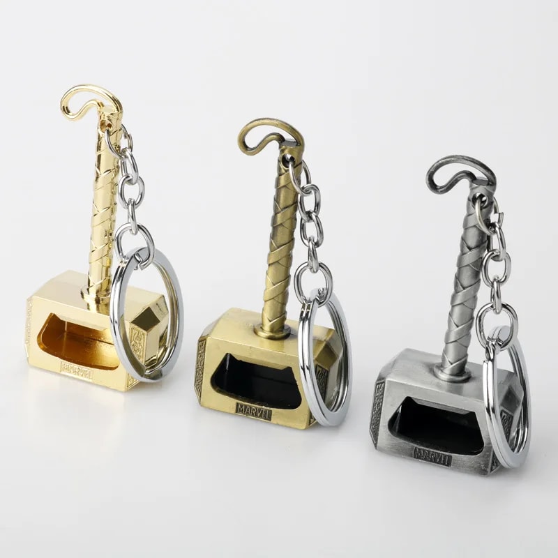 Thor Hammer Bottle Opener Keychain Metal Cosplay Key Holder Marvel Fan Gift 3