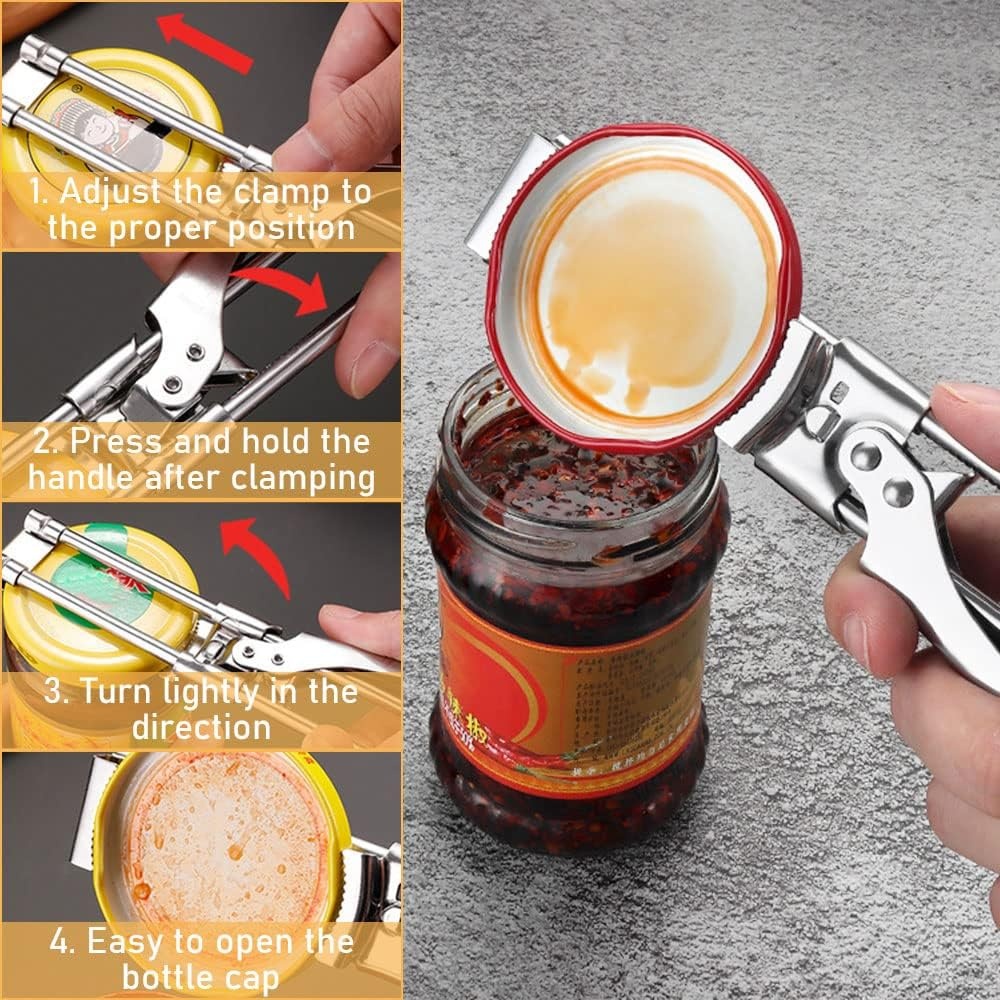 Adjustable Stainless Steel Can Opener Multifunction Bottle Jar Opener 2