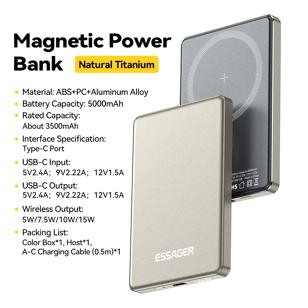 Magnetic Wireless Fast Charging Portable Power Bank for Devices