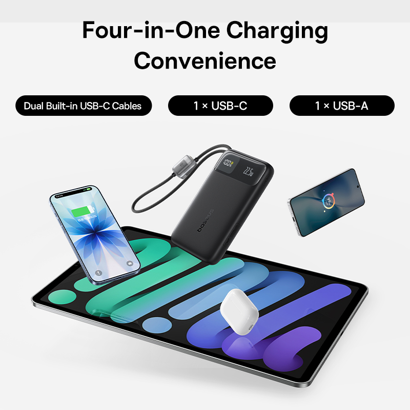 Ultra Slim Power Bank With Fast Charging Built In USB C Cable 2
