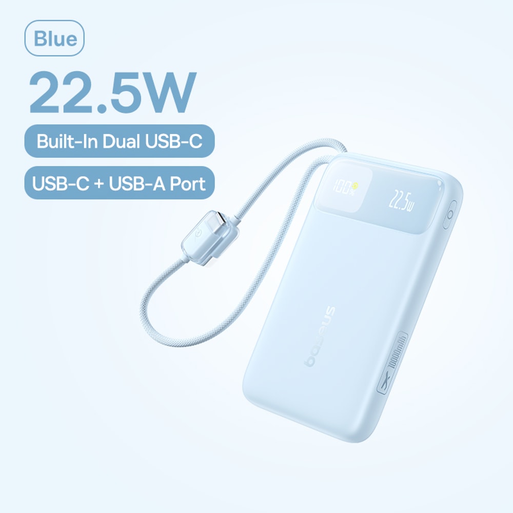 Ultra Slim Power Bank With Fast Charging Built In USB C Cable 6