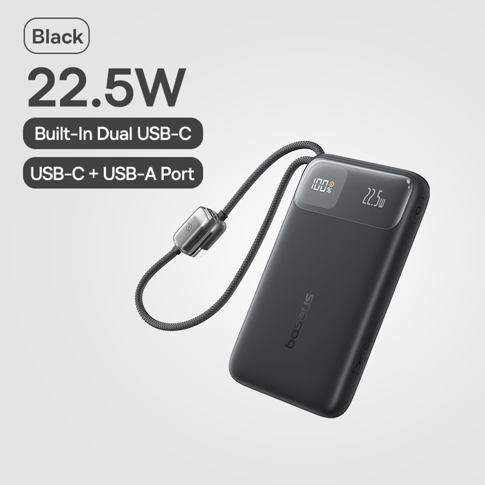 Ultra Slim Power Bank With Fast Charging Built In USB C Cable 5