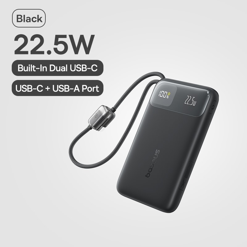 Ultra Slim Power Bank With Fast Charging Built In USB C Cable 5