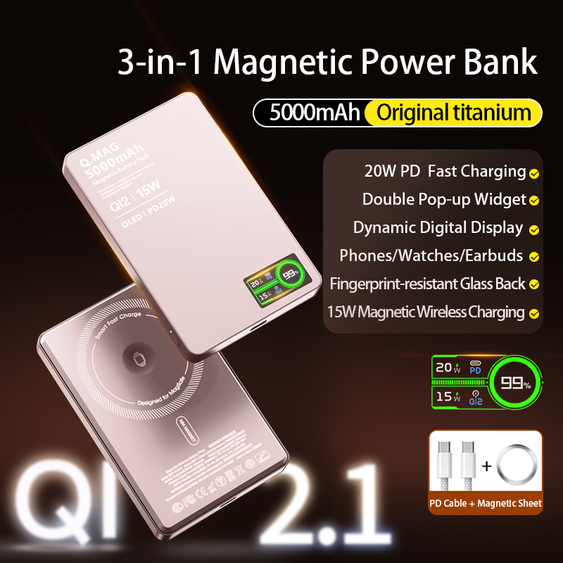 Magnetic Wireless Fast Charging Portable Power Bank External Battery