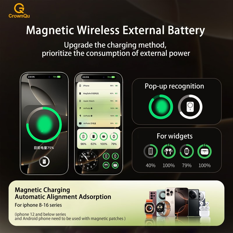 Magnetic Wireless Fast Charging Portable Power Bank External Battery